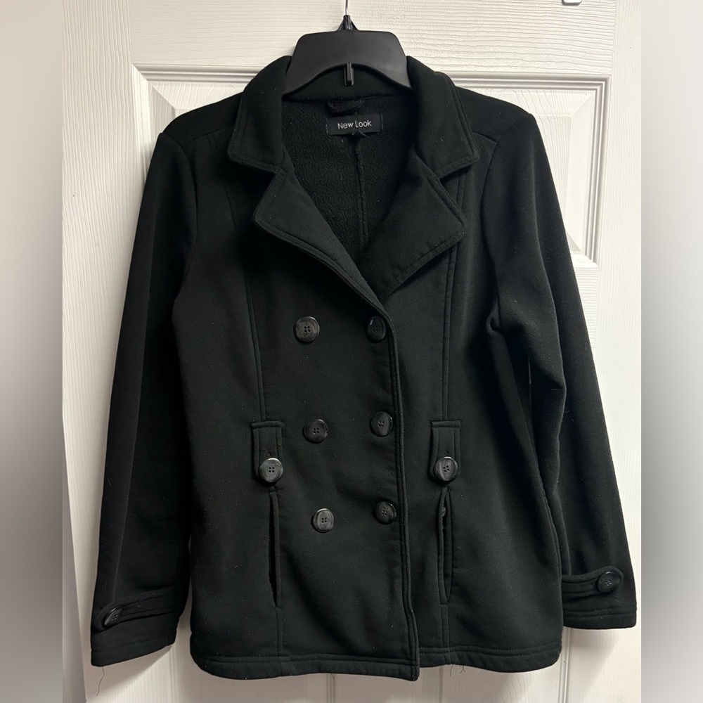 New Look Double Breasted Soft Pea Coat Size Large